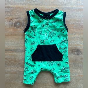 3-6M Little Bipsy Vacay Beach Summer Shortie Romper with Kangaroo Pocket